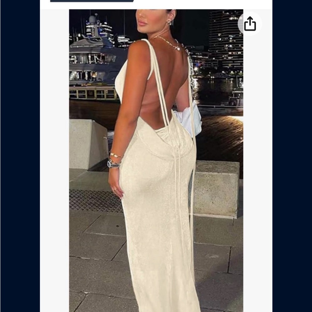 Elegant Cream Backless Dress